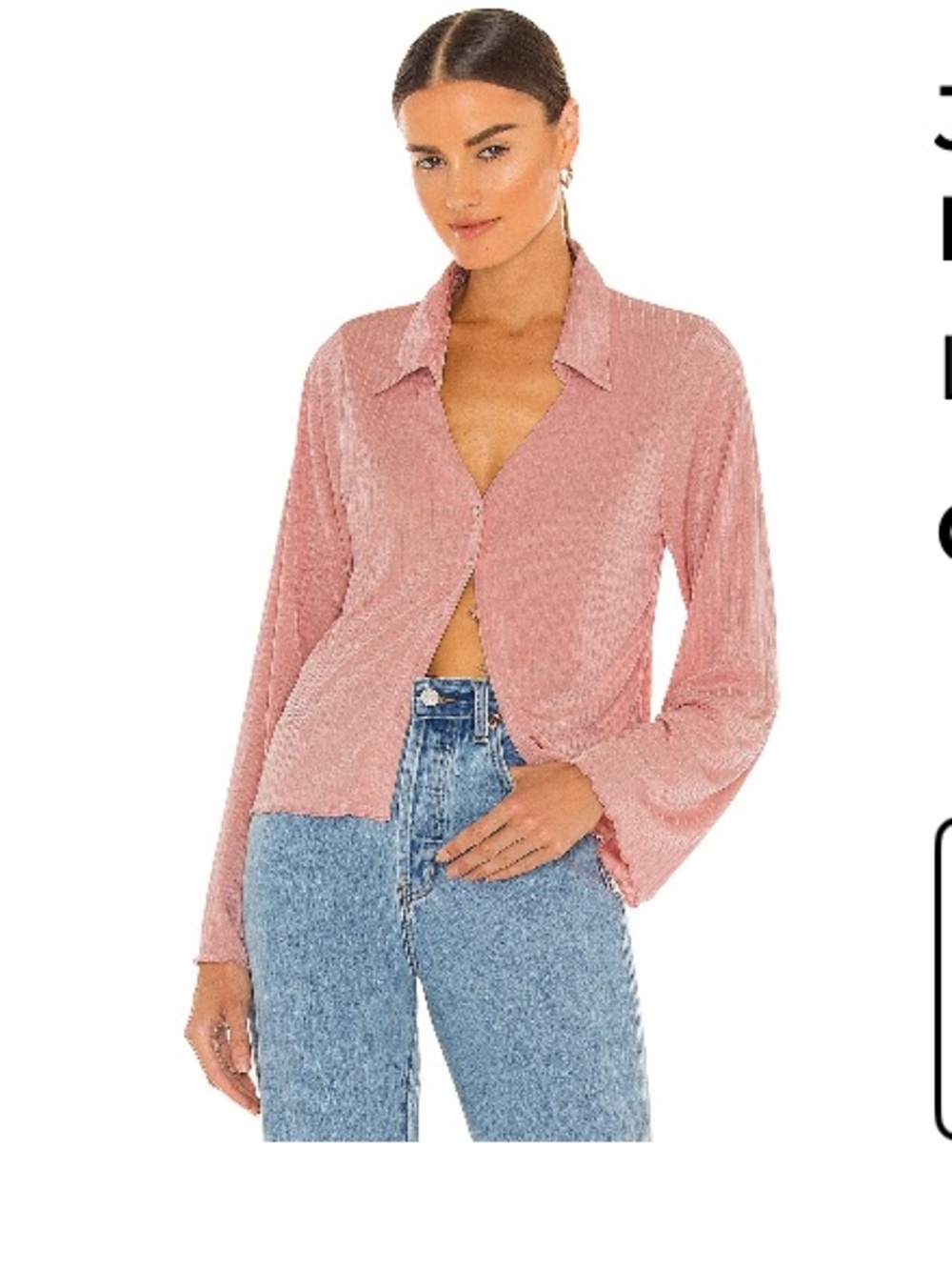 Line and Dot Jeanie Slinky Ribbed top with pearl buttons